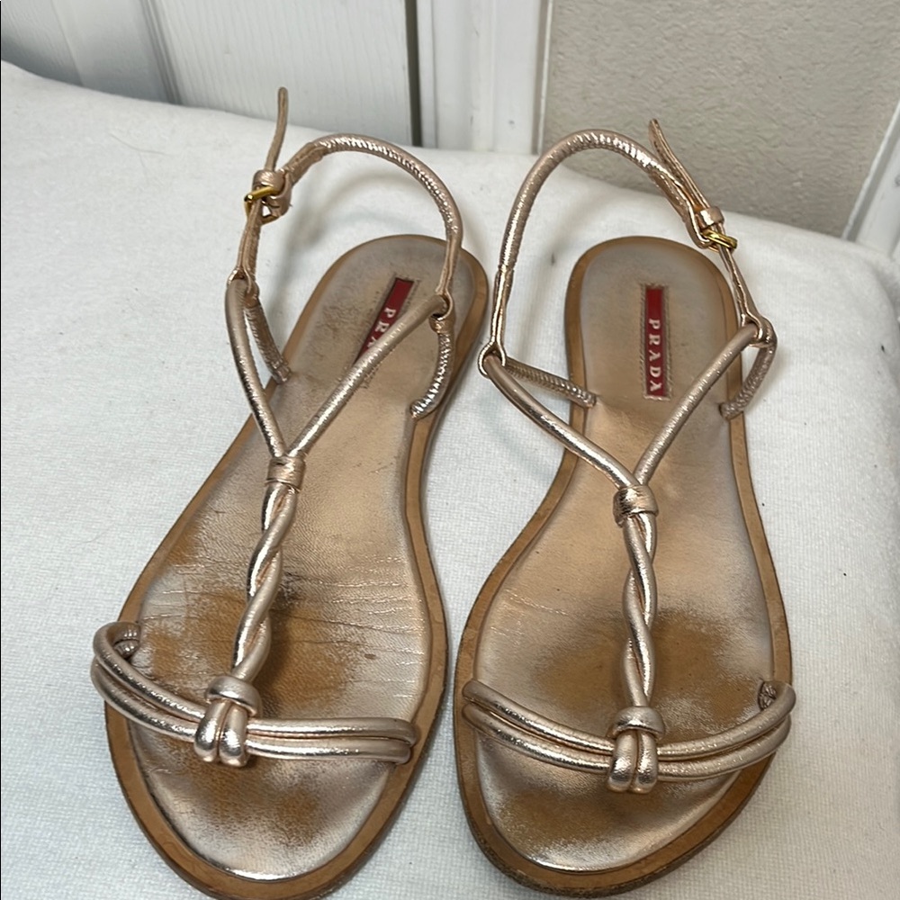 Prada pink Gold Sandals Sleek Minimalist Design